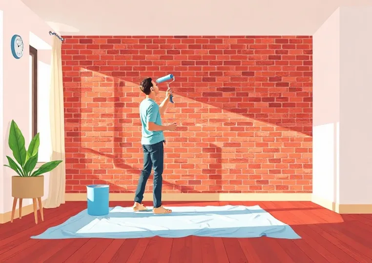 Peintre appliquant la peinture au rouleau sur un mur de salon
